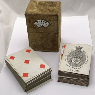 Antique / Vintage De La Rue Co London Double Deck Playing Cards In Velvet Box