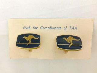 Taa Trans Australian Cufflinks Kangaroo Logo On Gift Card Rare Vintage