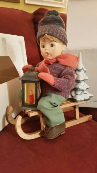 Rare Jumbo M J Hummel Goebel " Ride Into Christmas " Doll W/ Cert & Box