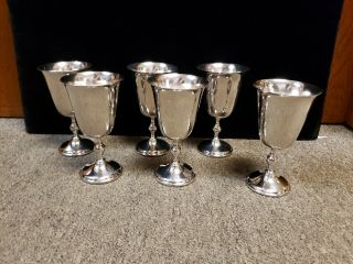 Vintage W.  A.  Italy Silver Plate White Wine Goblets Set Of 6