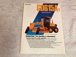 Rare Komatsu Gd615a - 1 Motor Grader Tractor Dealer Brochure