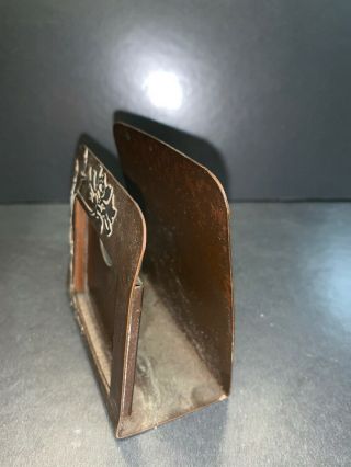 Heintz Art Metal Shop Sterling on Bronze Arts & Crafts Napkin Card Photo Holder 2