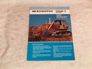 Rare Komatsu D355a - 3 Bulldozer Tractor Dealer Brochure 6 Page