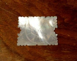 Antique Chinese Mother Of Pearl Gaming Gambling Counter Token Engraved