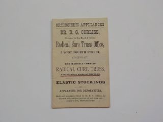Antique Pamphlet 1880 Quack Medicine Radical Cure Truss Dr.  D.  G.  Corliss Book N