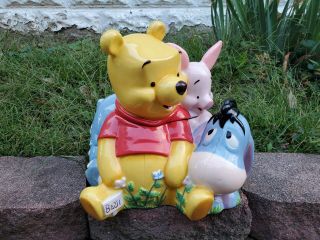 Disney Winnie The Pooh Herb Garden Cookie Jar With Eeyore And Piglet Rare