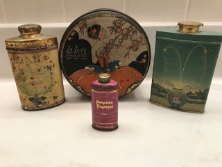 Antique Vintage Victorian Advertising Tin Talcum Powder Perfume Coty La Lete