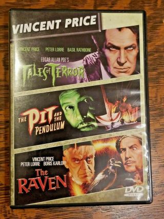 Vincent Price Tales Of Terror The Pit And The Penulum The Raven Dvd Oop Rare