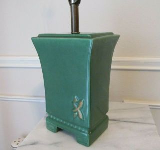 Vintage Kirkwood California Mid Century Modern Ceramic Green Table Lamp 1950 