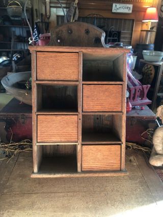 Antique Primitive Wooden Apothecary Spice Cabinet 8 Drawer Space But Has Only 4