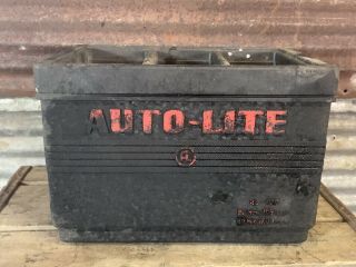 Vtg 40S 50S AUTOLITE 2L - 100 Battery Box Gas & Oil Advertising Sign Rare 2