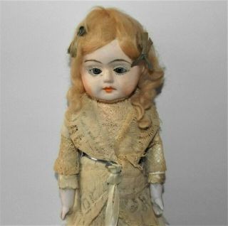 Antique Papier Paper Mache Glass Eyes Clothes & Wig Lovely Vintage Doll