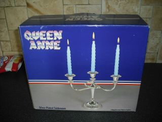 Boxed Queen Anne Silver Plated Candelabra - With Tags