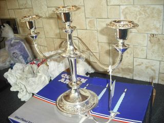 Boxed Queen Anne Silver Plated Candelabra - with tags 3