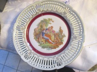 Antique German Porcelain Jbl Reticulated Serving Plate Dish 10 " - Deblot