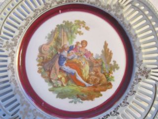 Antique German porcelain JBL reticulated serving plate dish 10 
