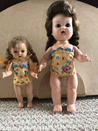 Vintage Nancy Ann Storybook Co.  Debbie & Muffie Doll In Matching Swimsuit