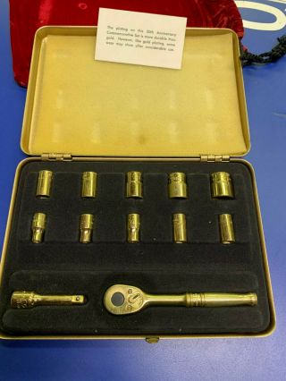 Rare Snap On Tools 50th Anniversary Commemorative Gold Midget Tool Set Socket