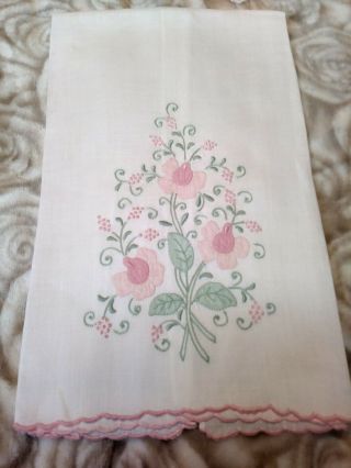 Madeira Embroiderd & Applique White Linen Hand Towel 20 X 13.  5 "