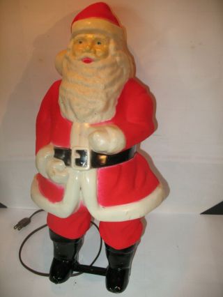 Antique Vintage 16 1/2” Hard Plastic Blow Mold Light up Christmas Santa Claus 2
