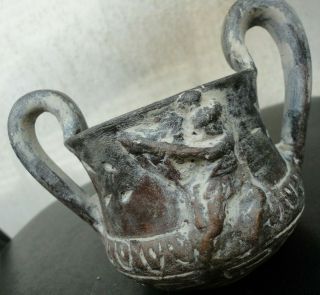 Scarce Ancient Greek Thracian Terracotta Drinking Cup Mazer Mug 4th Century B.  C.