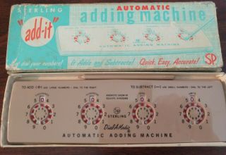 Vintage Sterling Add - It Dial - A - Matic 6 Dial Adding Machine,  568,  Stylus And Box
