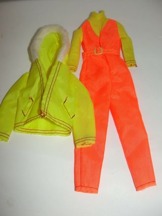 Vintage 1974 Barbie Sun Valley Ski Outfit 7806 Orange Yellow