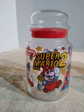 Vtg 1989 Mario Bros 2 Glass Candy,  Cookie Jar Nintendo 80s Nes Snes Rare