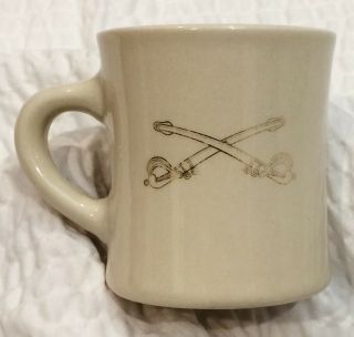 Vtg Us Civil War Cavalry Gold Cross Saber Swords Military Diner Mug Mil - Art Rare
