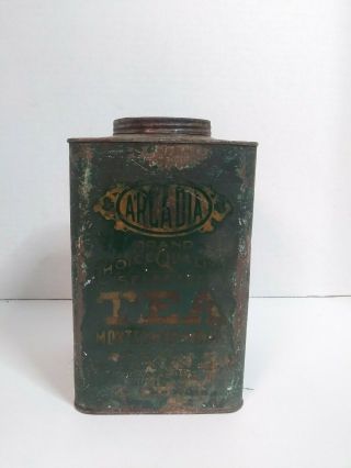 Antique Arcadia Montgomery Ward & Co Vintage 5 Lb Tea Bin W/ Tin Top