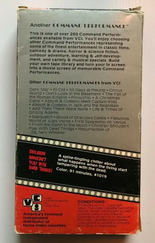 Children Shouldn ' t Play With Dead Things VHS VCI Command Performance Horror RARE 2
