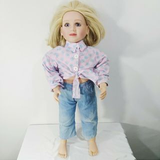Vintage My Twinn 23 " Doll 1996 Girl Purple Eyes Short Blonde Hair Posable