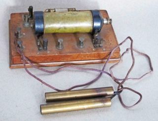 Antique Brass & Mahogany Electric Shock Machine 1900 Medical Coil Ect