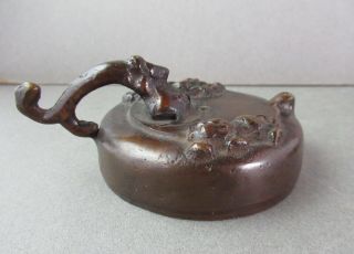 Qing Dynasty Bronze Water Dropper Foo Lion Dragon Motifs Bronze 18th Or 19th C.