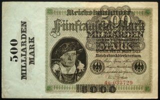 Germany 1923 Rare 500 Billion Mark P - 124 500 Milliarden Overprint On 5000 Mark