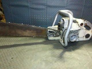 Rare Vintage Sand Cast Poulan Model 44 Chainsaw 66cc Starts With Starting Fluid