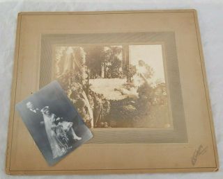 Two Antique Post Mortem Funeral & Wedding Photographs Same Young Woman