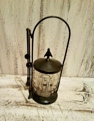 Antique,  Vintage Silver Plate Pickle / Olive Jar With Tongs Bar,  Kitchen Decor