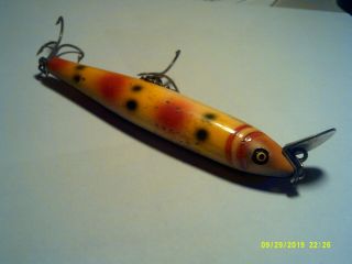 Vintage Wooden Pflueger Mustang 4 1/2 Inch Fishing Lure