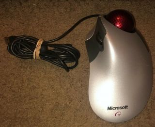 Rare Microsoft Trackball Explorer 1.  0 Ps2/usb Ergonomic Gaming Mouse X08 - 70390