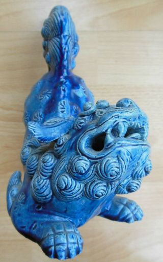 Antique vintage Chinese Blue Glazed Pottery Lion Dog Fabulous Piece 3