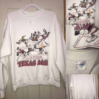 Rare Vintage 1993 Texas A&m Aggies Looney Tunes Sweater Size Xl