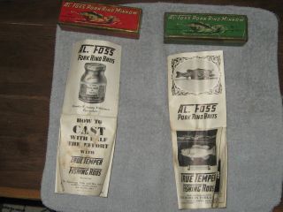 Two Al Foss Fishing Lure Tin Boxes And Catalogs