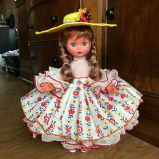Vintage 1970s Furga Italy 17” Vinyl Doll With Clothes,  Face