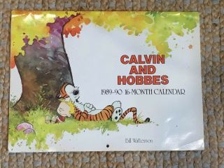 Vintage Calvin And Hobbes 1989 1990 16 Month Calendar Rare Htf Bill Waterson
