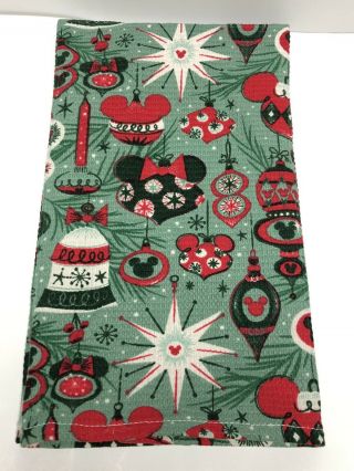 Disney Parks Mickey Minnie Mouse Christmas Kitchen Towel Green Red White Rare