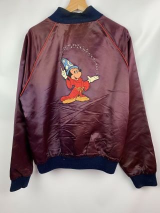 Vintage Walt Disney Mickey Mouse Fantasia Embroidered Acetate Jacket Sz Xxl Rare