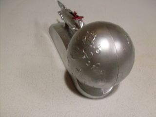 Rare 1960 ' s Silver Strato Mechanical Bank Duro Mold Rocket W/Key & Instructions 3