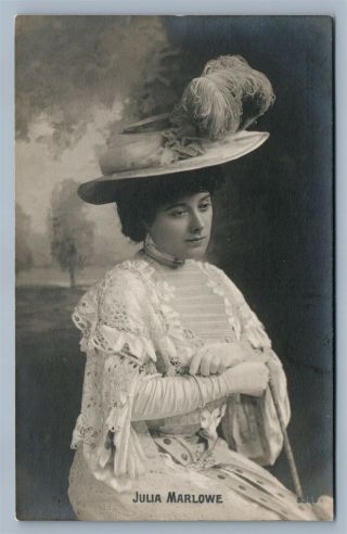 American Suffragist & Actress Julia Marlowe Antique Real Photo Postcard Rppc