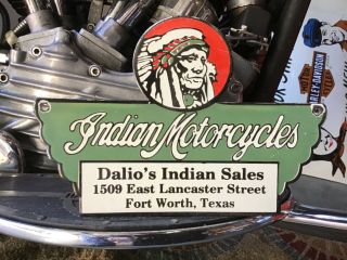Rare Vintage Porcelain Indian Motorcycles Dealer Door Sign Chief Harley Scout
